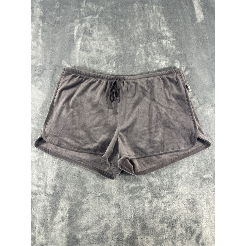 Jingles & Joy Gray Plush Velvet Pajama Shorts Womens Large Loungewear Drawstring